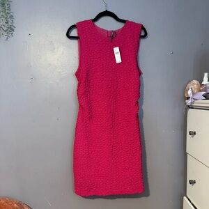Anthroplogie Hot Pink Textured Mini Shift Dress New With Tags Size L
